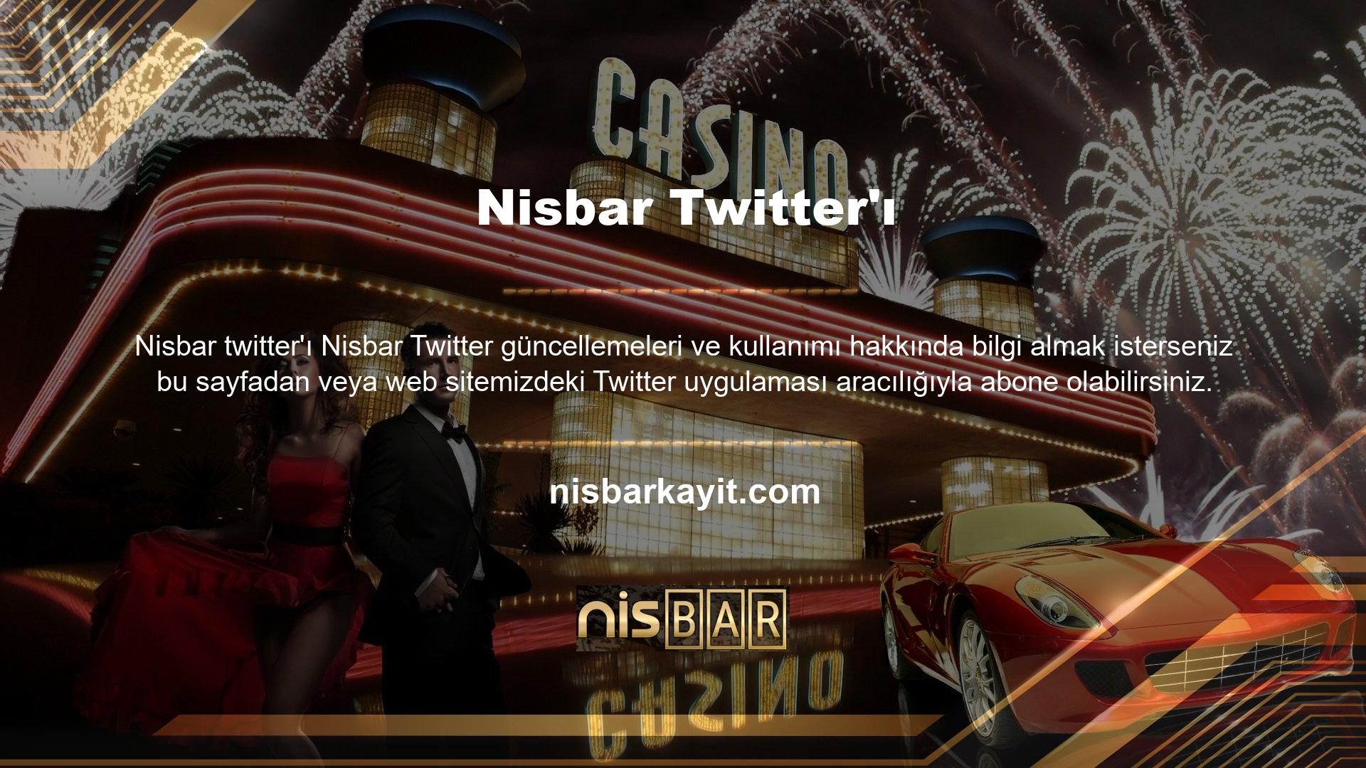 Canlı bahis sitesi @Nisbar, Twitter adına faaliyet göstermeye devam edecek olup, işlevsel adres güncellemeleri, bonus güncellemeleri ve finansal hizmet güncellemeleri Twitter uygulaması üzerinden paylaşılacaktır